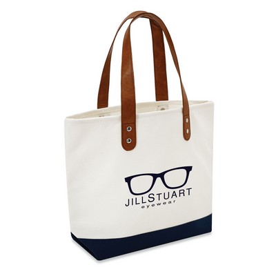 Classic Vegan Leather Handle Tote (15.75"W x 12"H x 4.5")